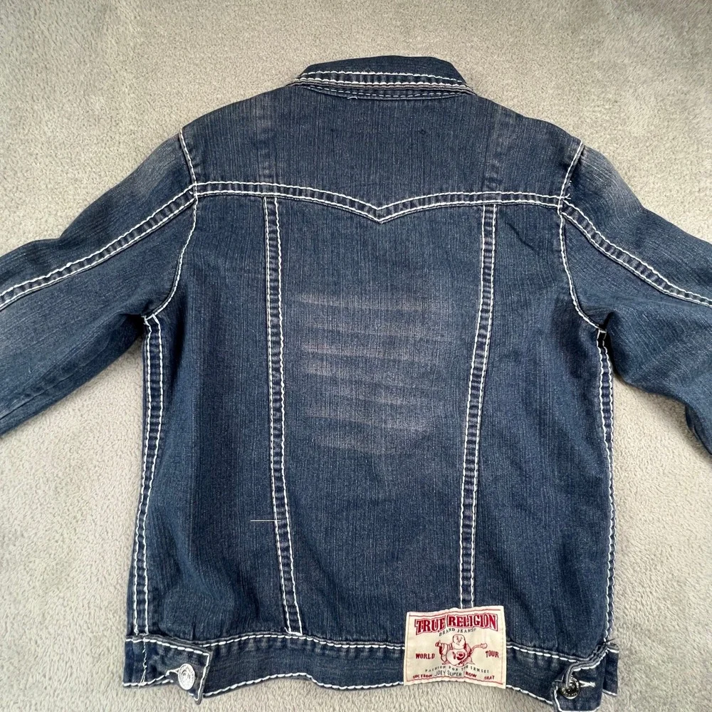 True Religion Denim Jacket Mens 3XL Blue‎ Joey Super T Big Stitch Western Y2K